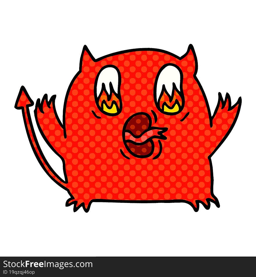 cartoon of cute kawaii red demon