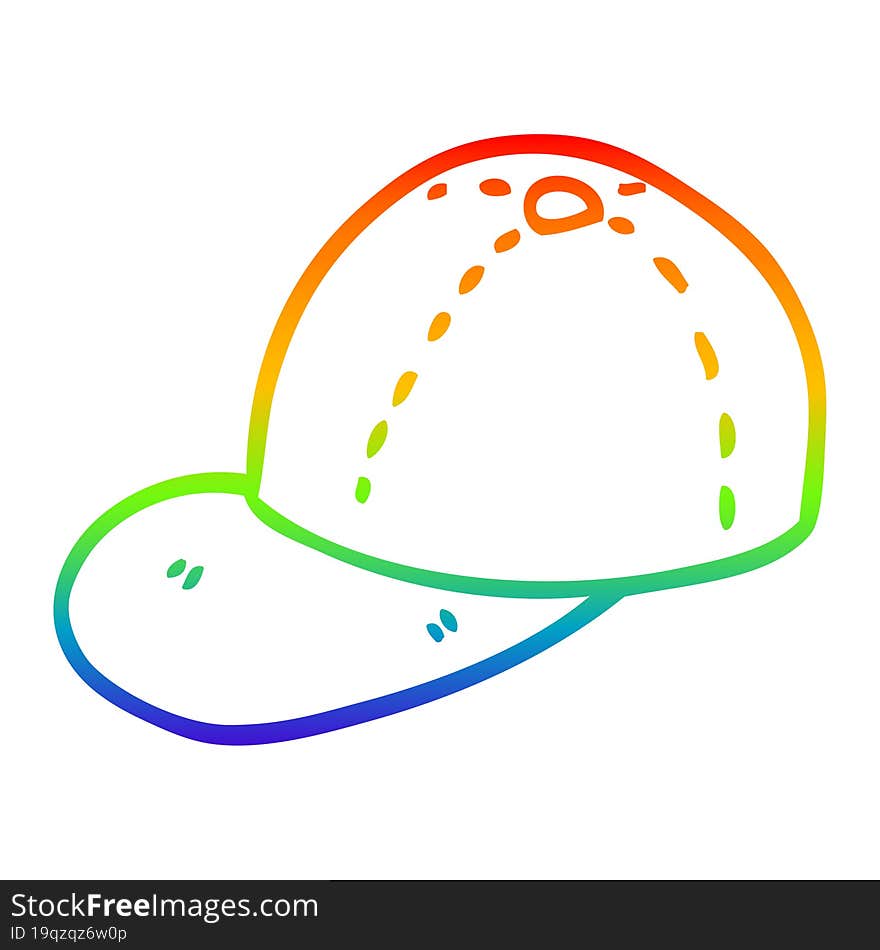 rainbow gradient line drawing cartoon baseball cap