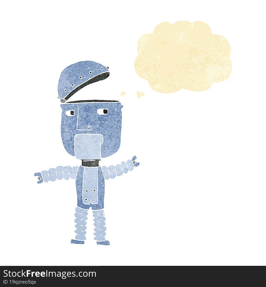 cartoon robot with thought bubble