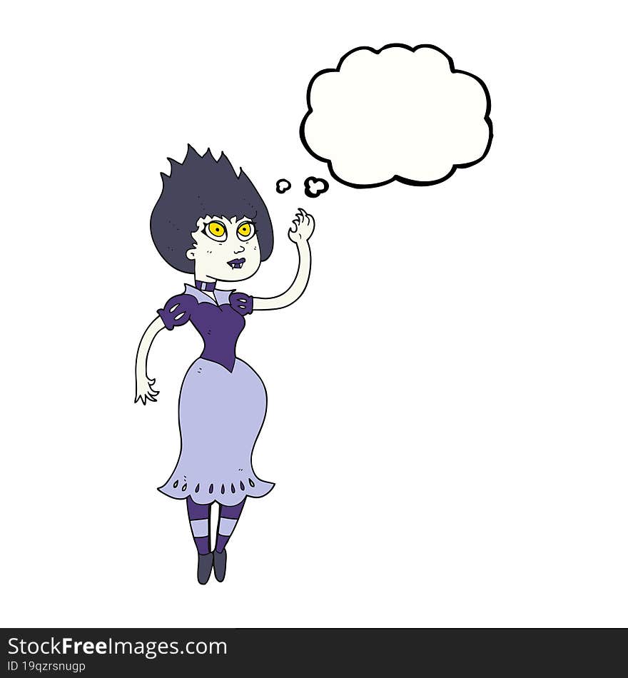 thought bubble cartoon vampire girl waving