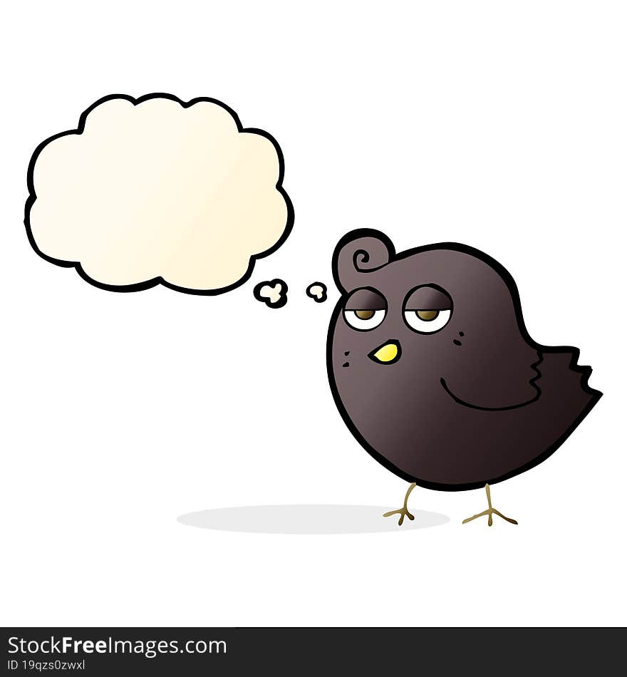 cartoon bird with thought bubble