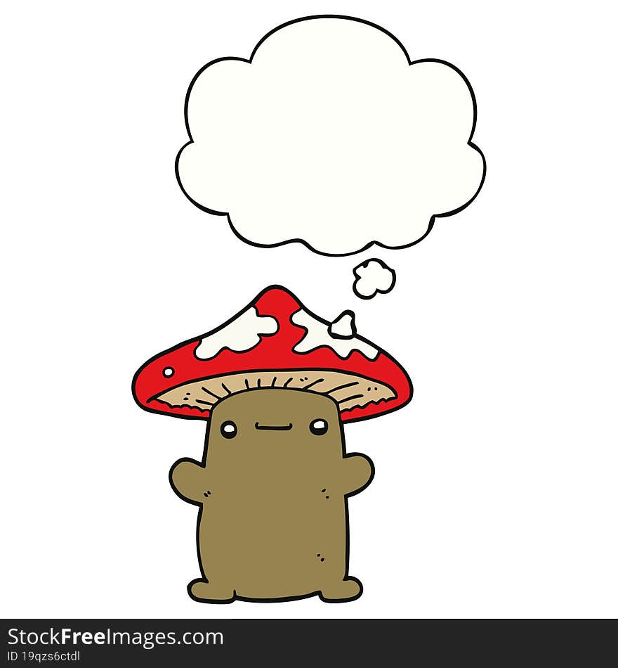 Cartoon Mushroom And Thought Bubble