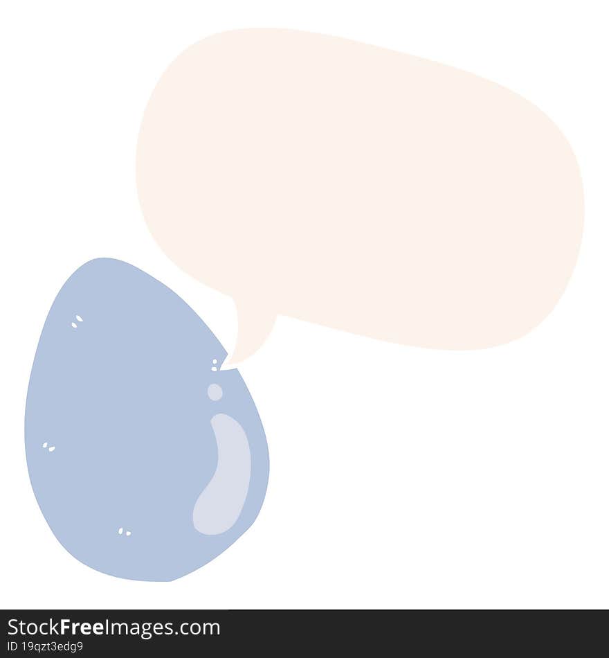 cartoon egg with speech bubble in retro style