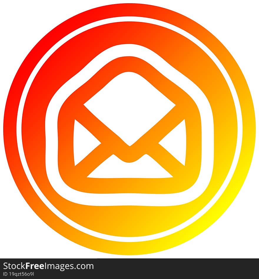 envelope letter circular icon with warm gradient finish. envelope letter circular icon with warm gradient finish