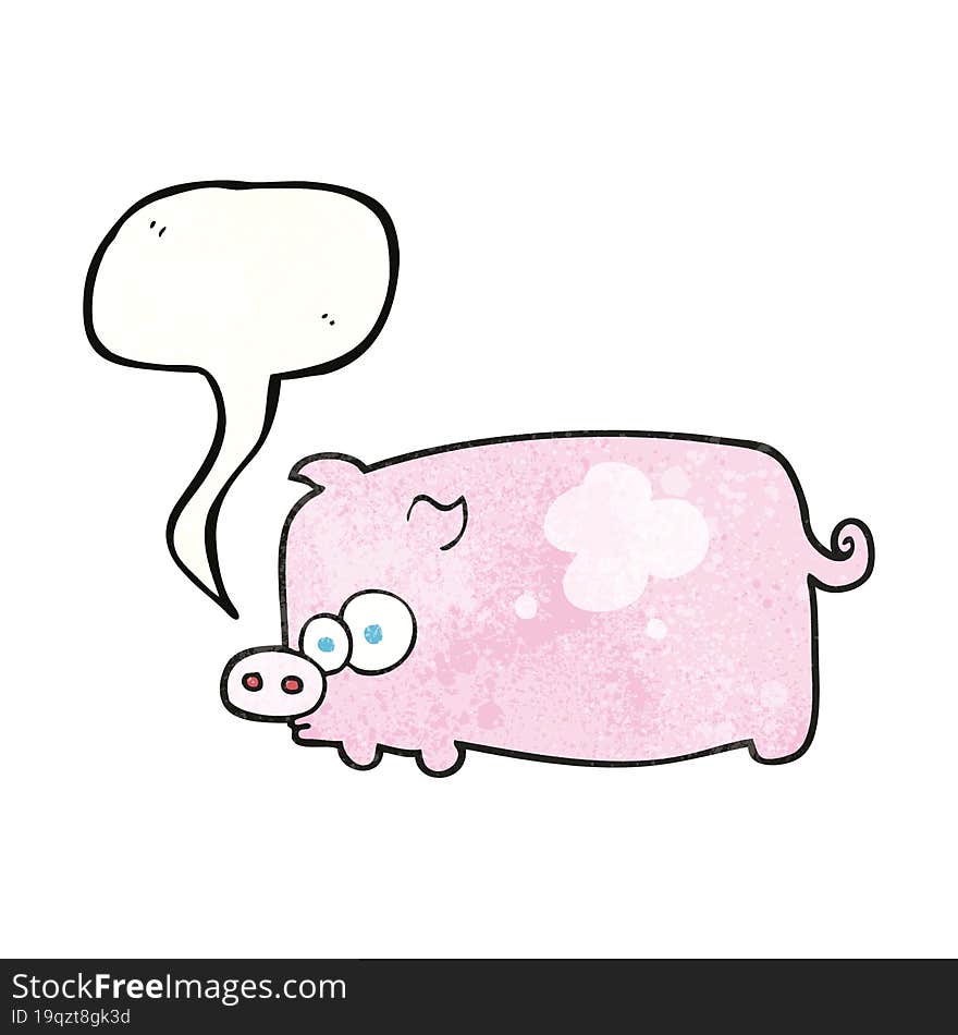 speech bubble textured cartoon pig