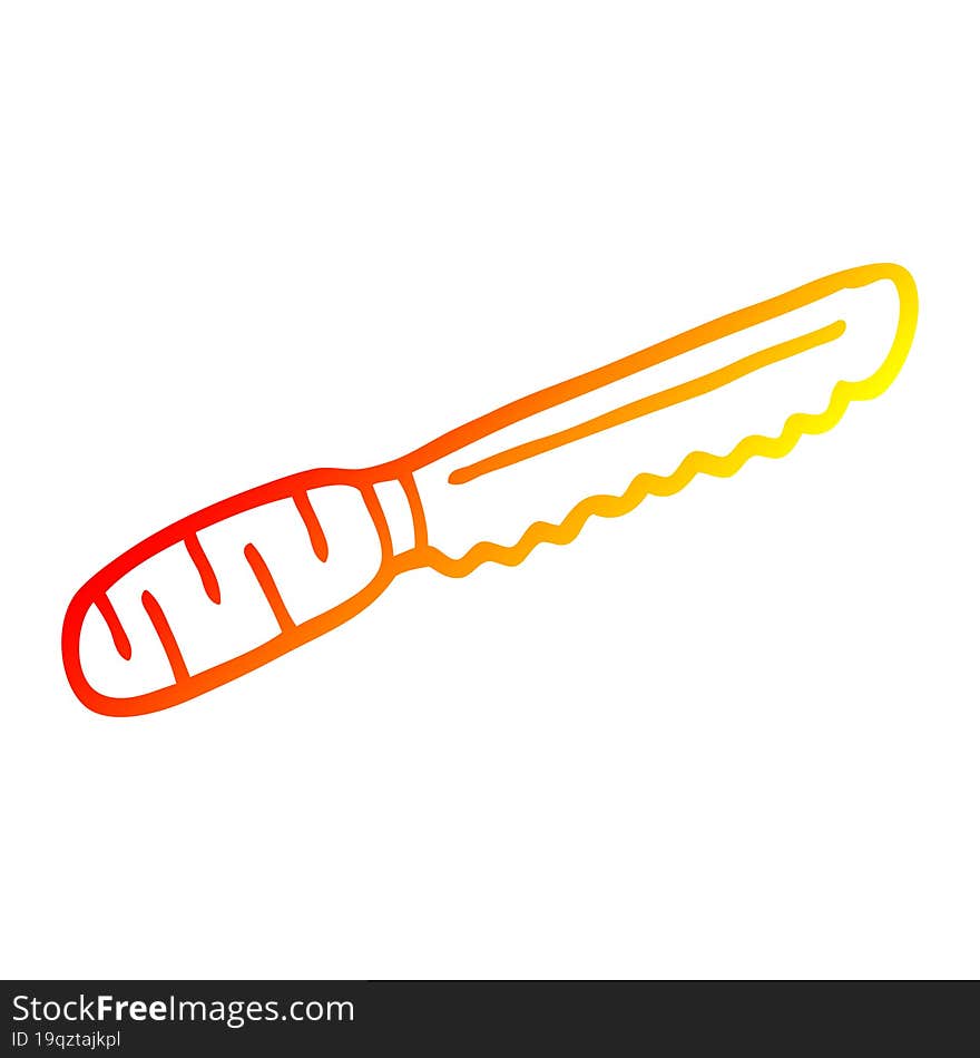 warm gradient line drawing cartoon bread knife