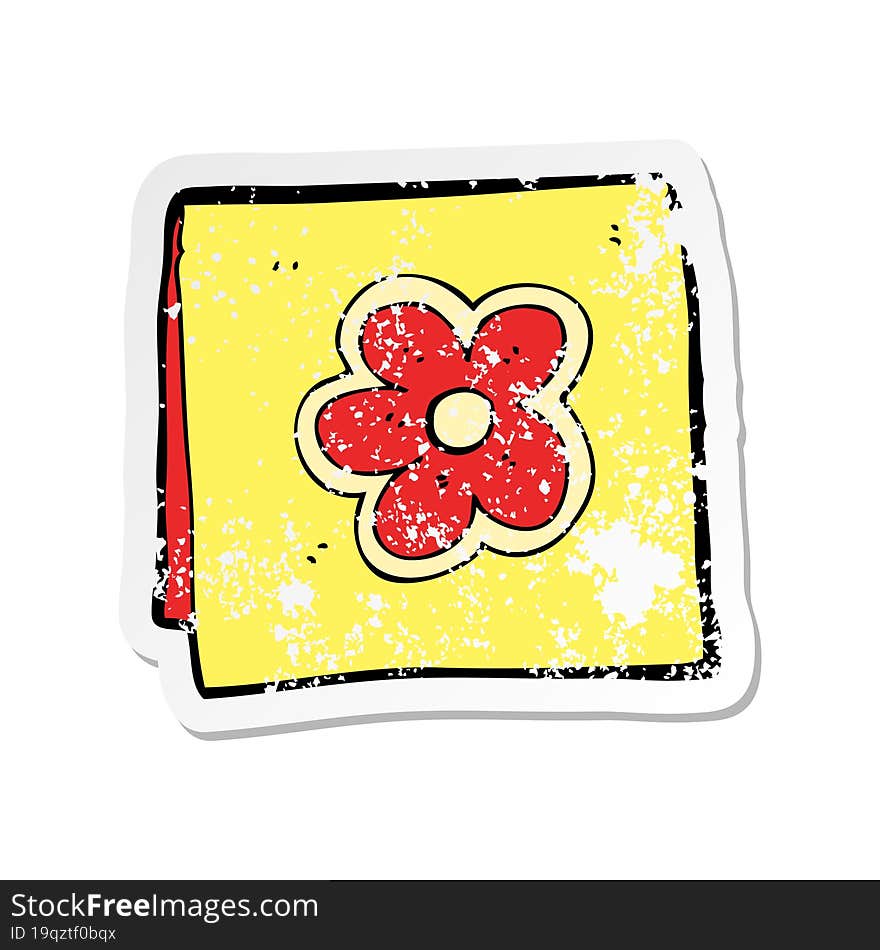 retro distressed sticker of a cartoon greeting card