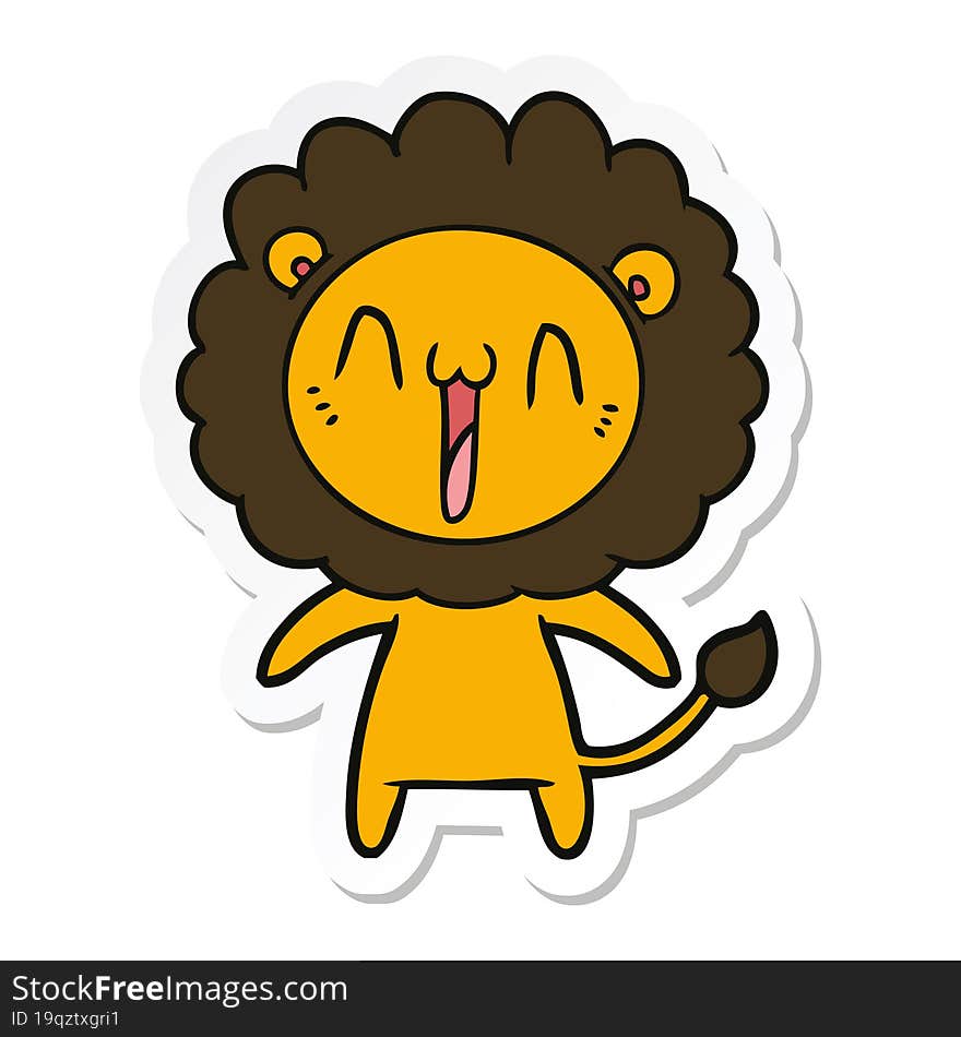 sticker of a happy cartoon lion