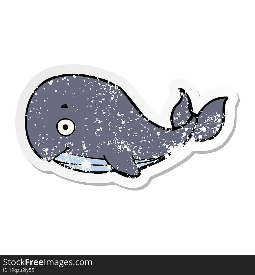 distressed sticker of a cartoon whale