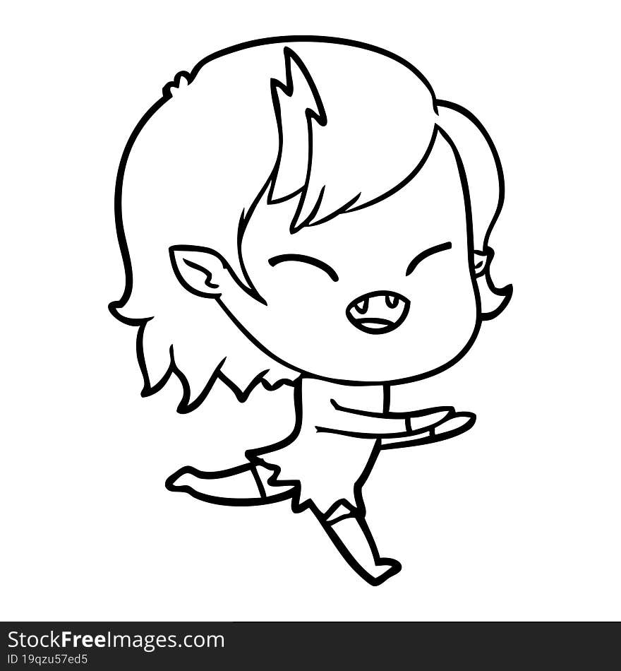 cartoon laughing vampire girl running. cartoon laughing vampire girl running