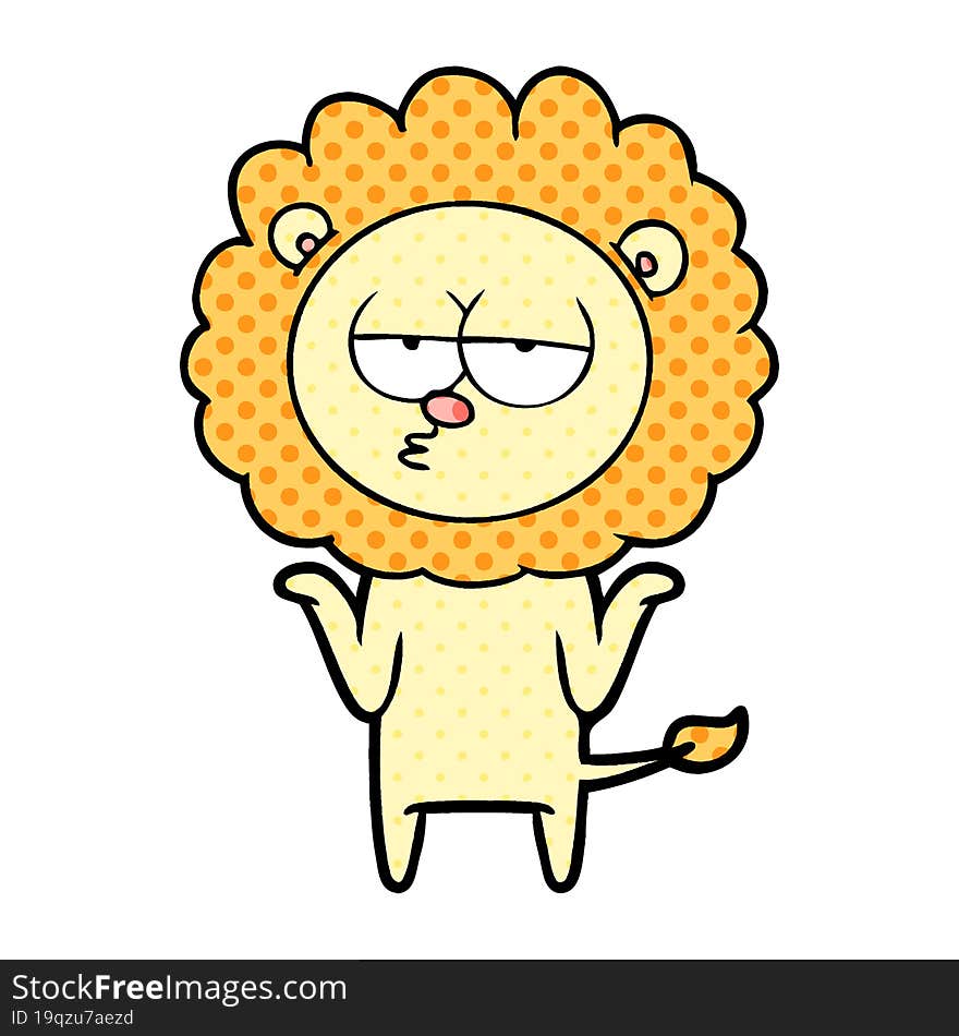 cartoon bored lion. cartoon bored lion