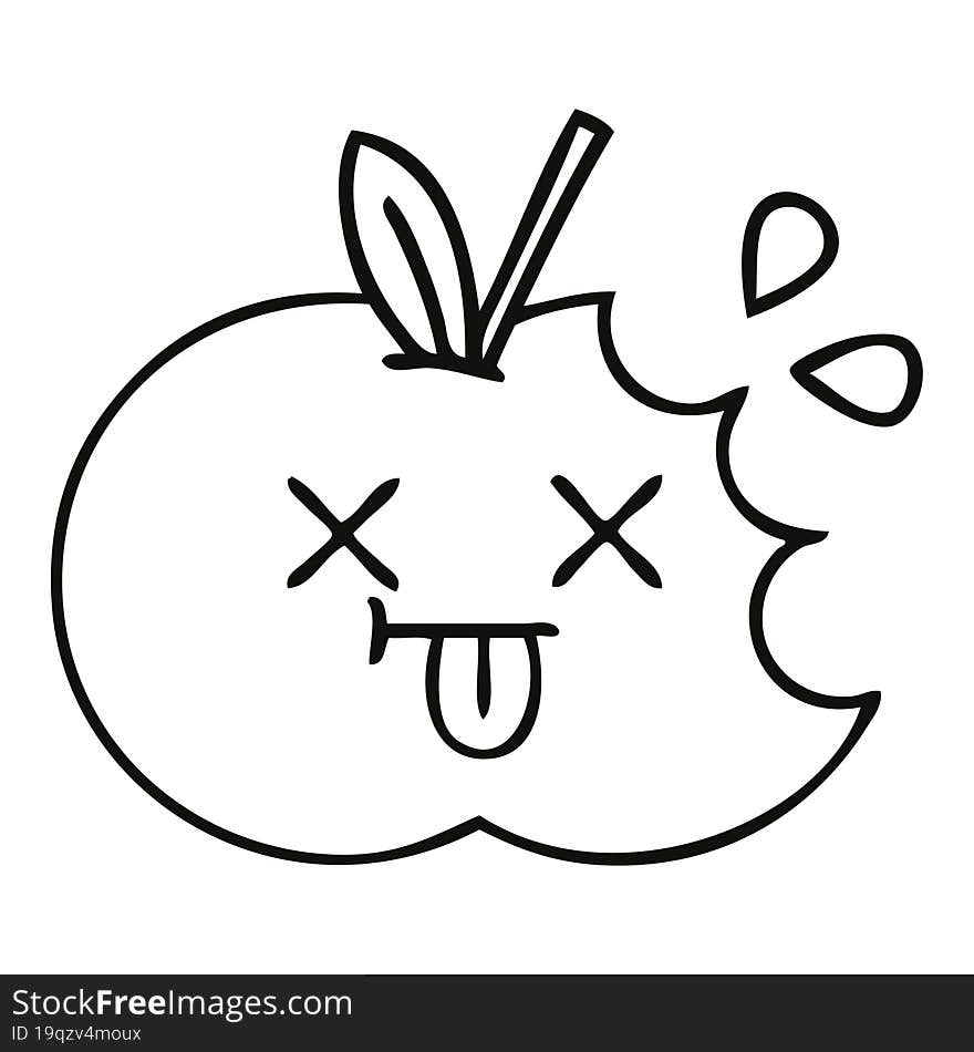 line drawing cartoon red apple