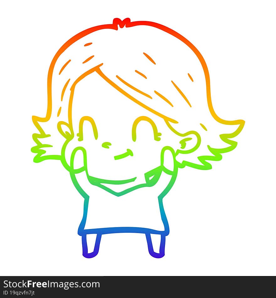 rainbow gradient line drawing cartoon friendly girl