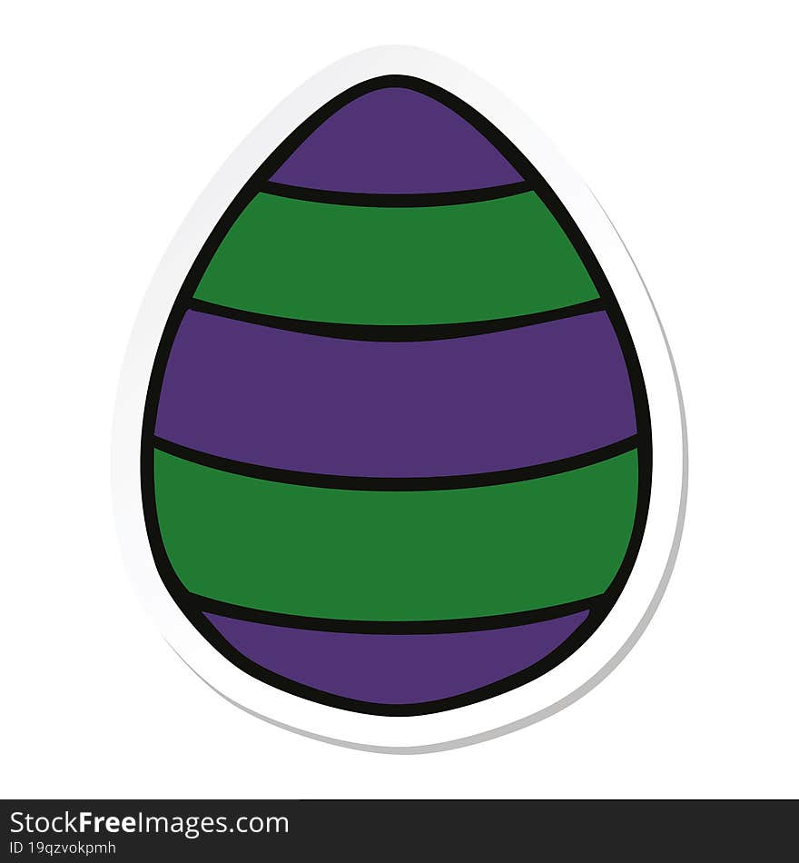 sticker of a quirky hand drawn cartoon easter egg