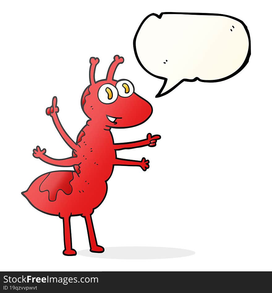 freehand drawn speech bubble cartoon ant