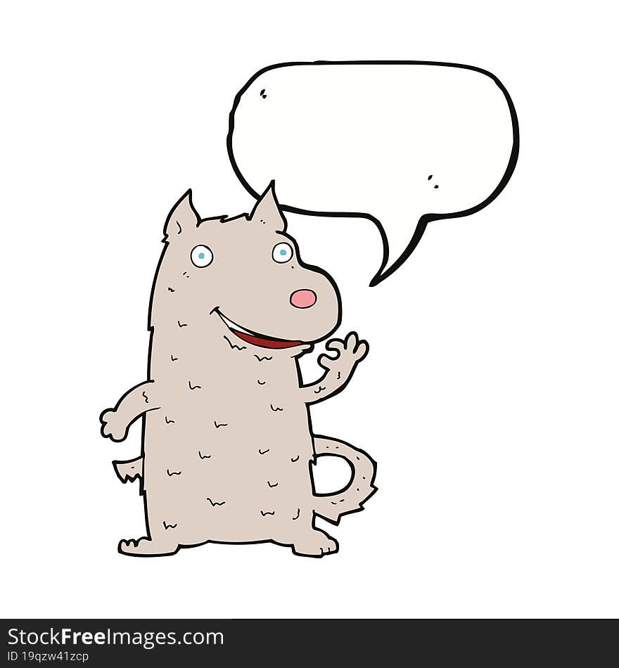 Cartoon Happy Dog With Speech Bubble