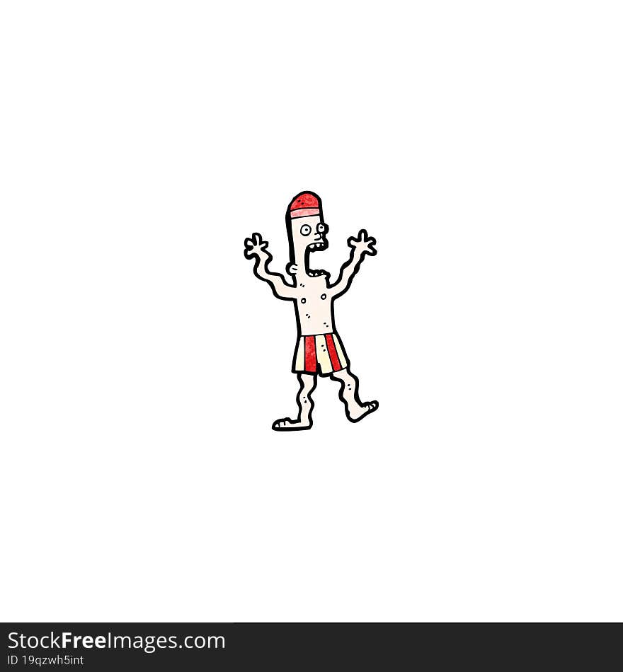 cartoon terrified swimmer