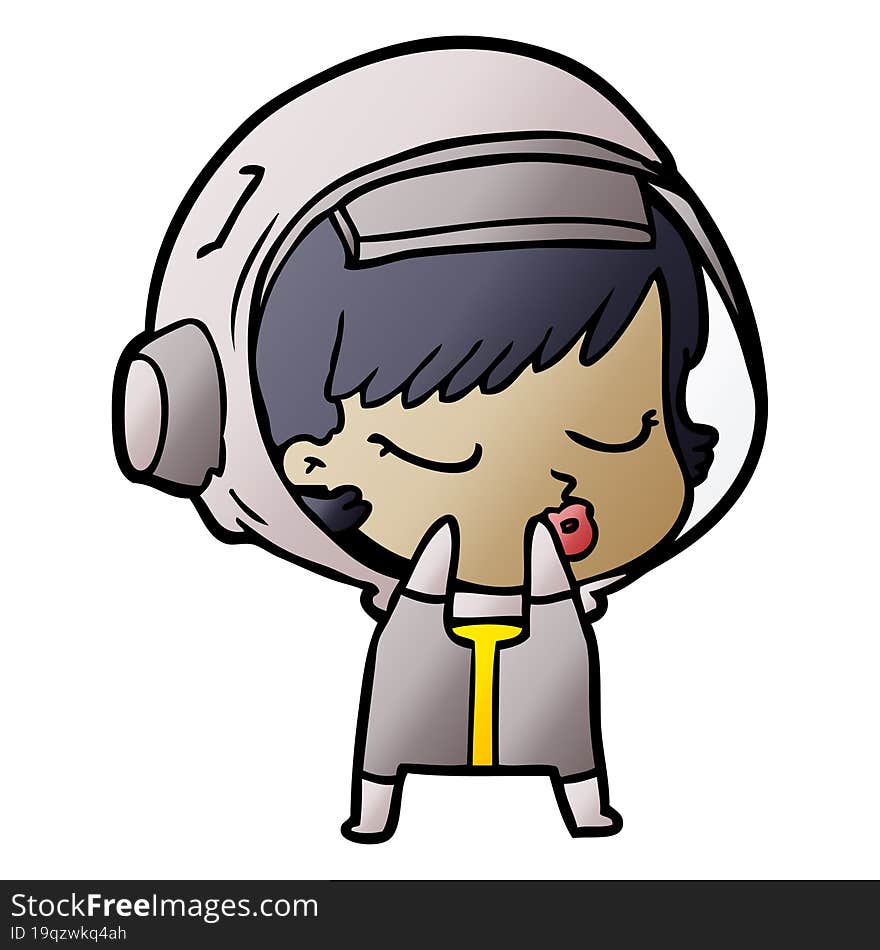 shy cartoon pretty astronaut girl. shy cartoon pretty astronaut girl