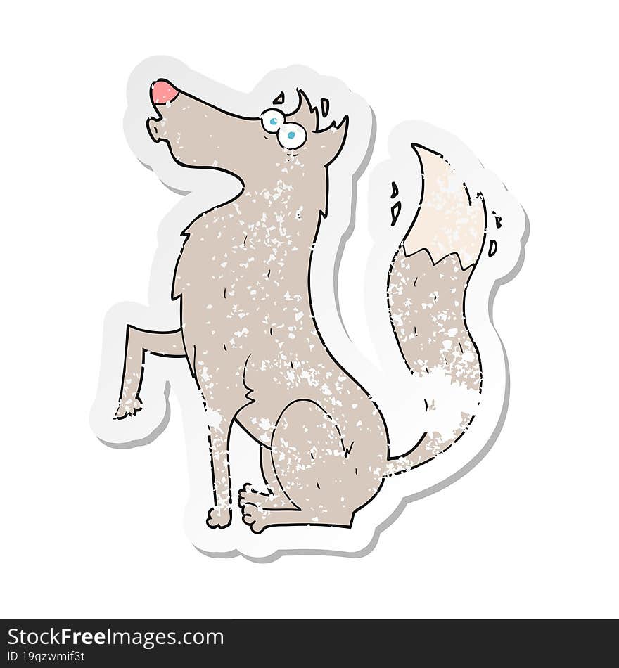 retro distressed sticker of a cartoon wolf