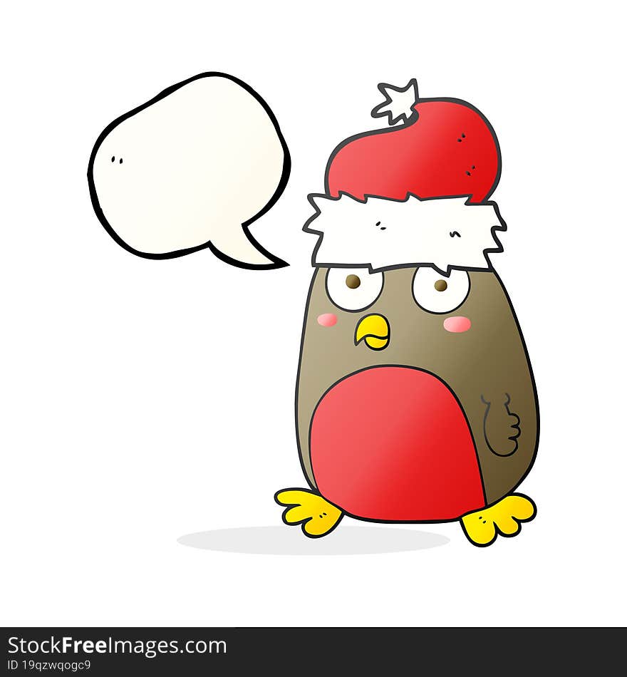 Speech Bubble Cartoon Christmas Robin