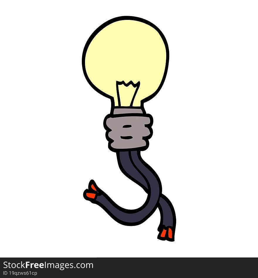 cartoon doodle glowing light bulb