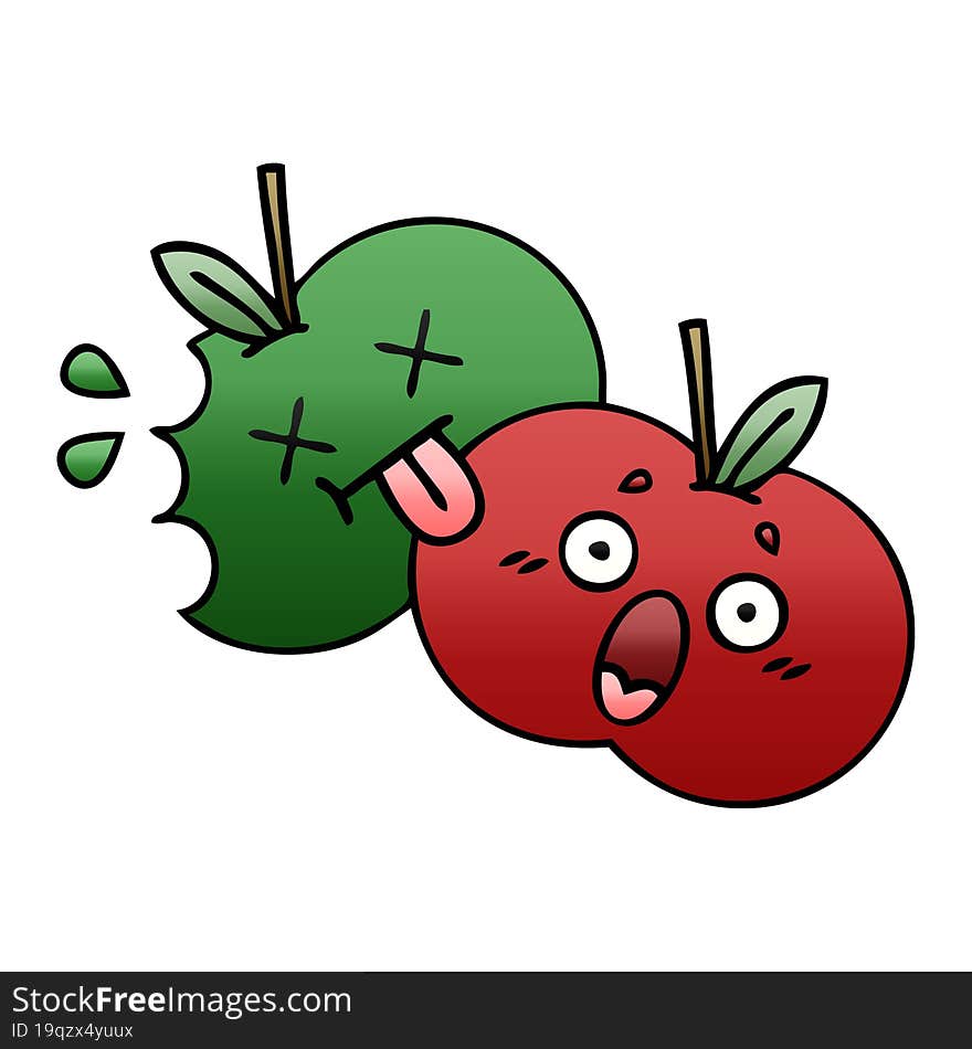 gradient shaded cartoon juicy apple