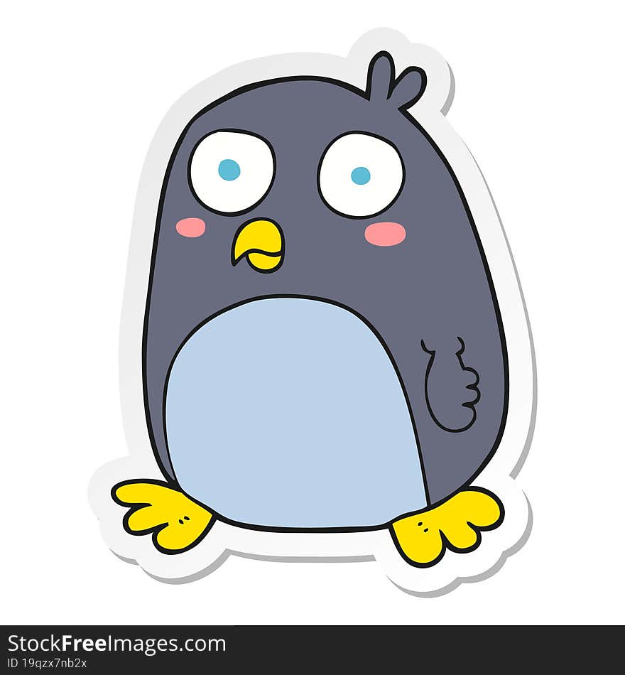 sticker of a cartoon penguin