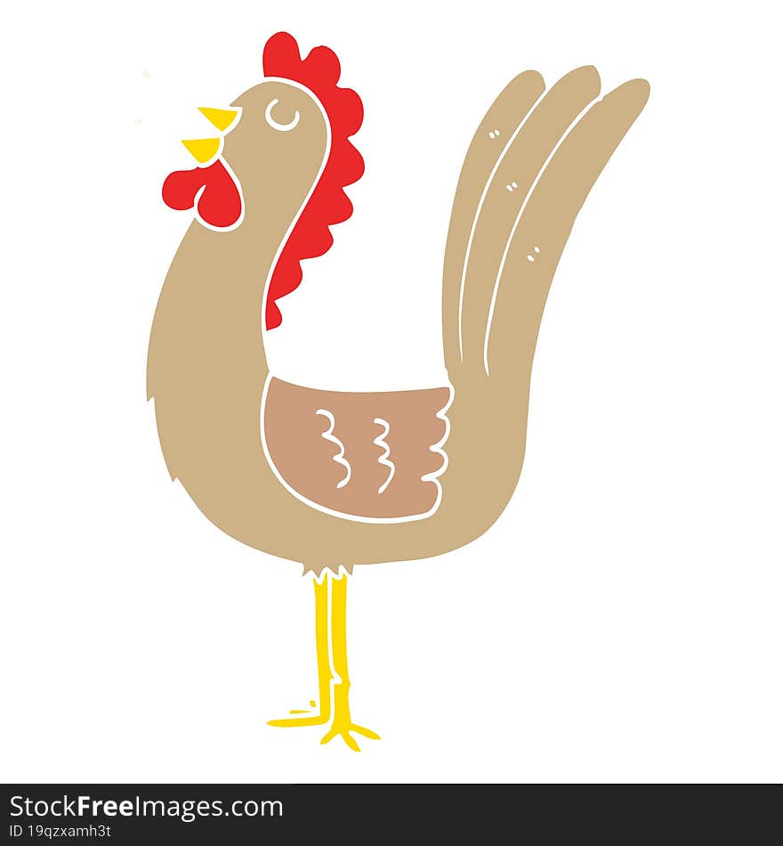 Flat Color Style Cartoon Rooster