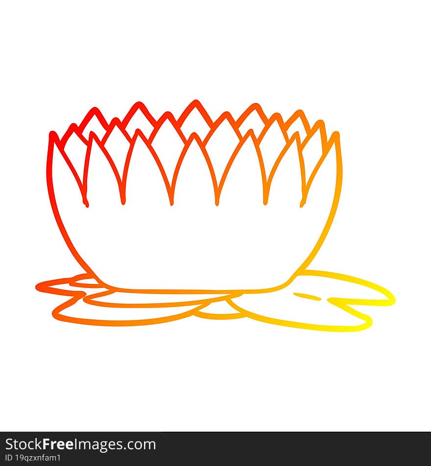 warm gradient line drawing cartoon waterlily