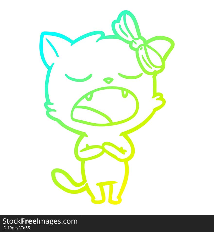 cold gradient line drawing cartoon singing cat