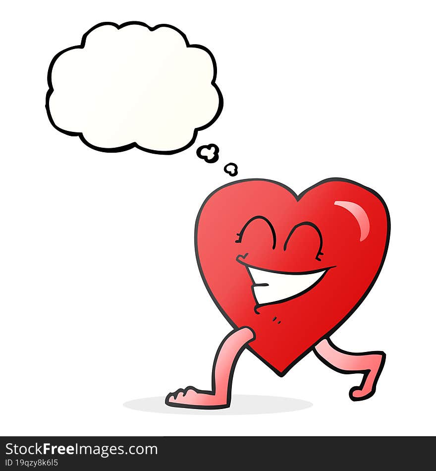 thought bubble cartoon walking heart