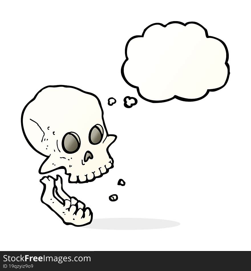 Cartoon Laughing Skull With Thought Bubble