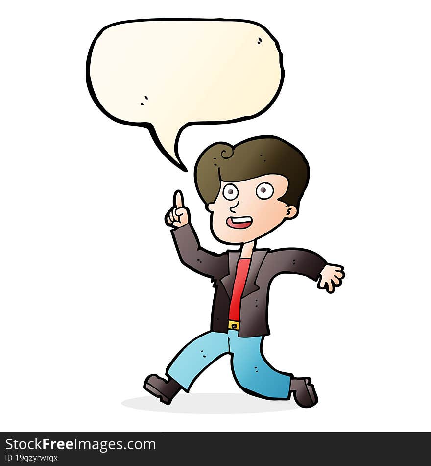 cartoon man with great idea with speech bubble