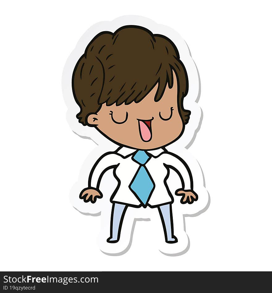 Sticker Of A Cartoon Woman Talking