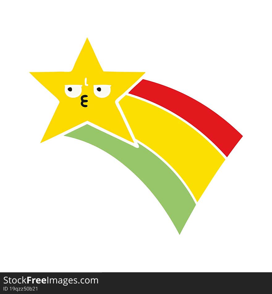 flat color retro cartoon shooting rainbow star