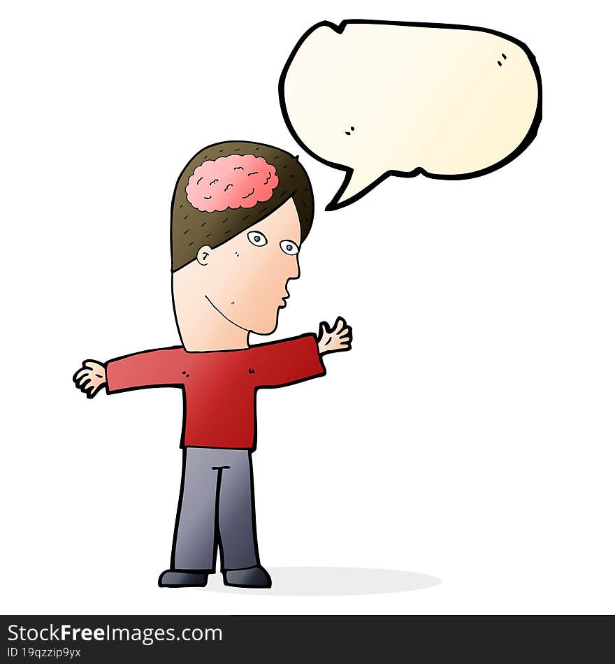 cartoon man with brain with speech bubble