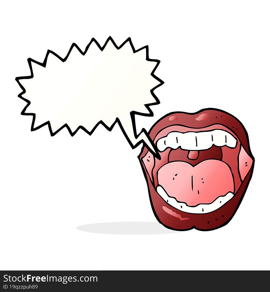 cartoon mouth with speech bubble