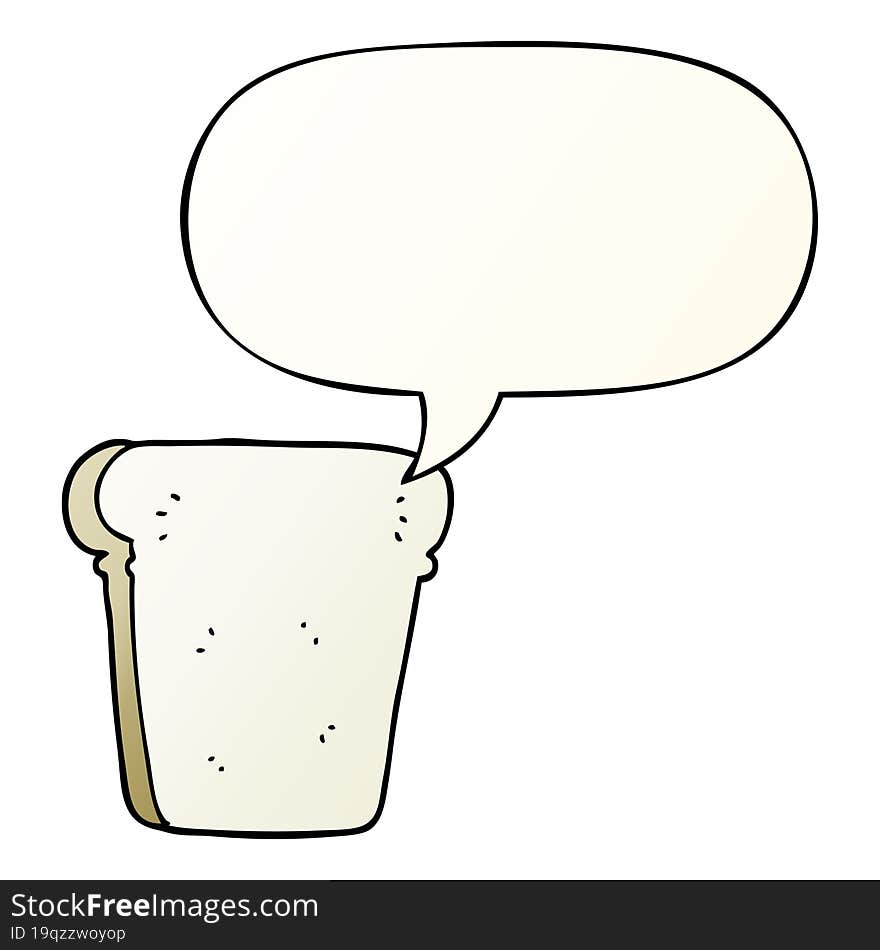 cartoon slice of bread and speech bubble in smooth gradient style