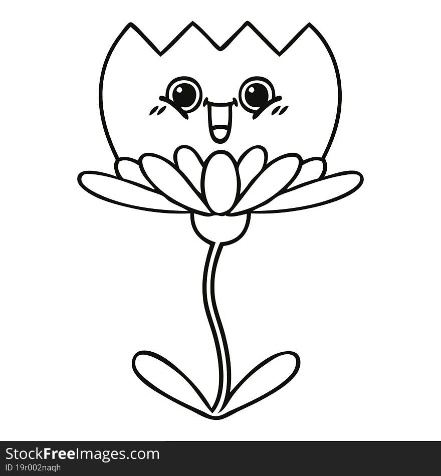 line drawing cartoon of a flower. line drawing cartoon of a flower