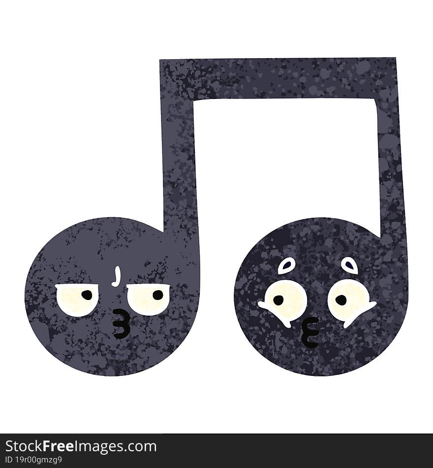 Retro Illustration Style Cartoon Musical Note