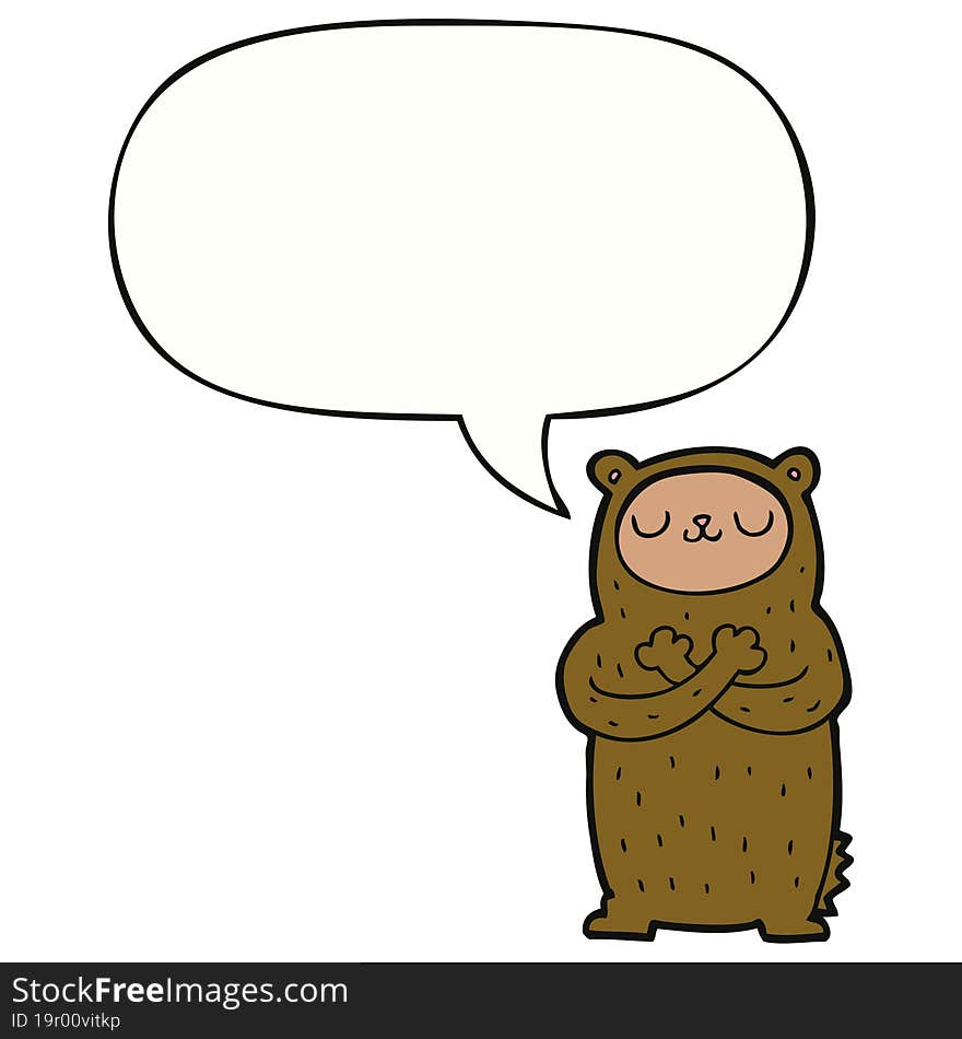 cartoon bear with speech bubble. cartoon bear with speech bubble