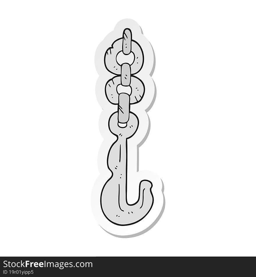 sticker of a cartoon hook and chain