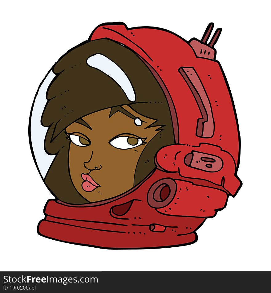 cartoon female astronaut