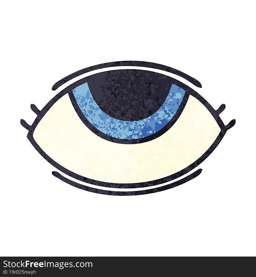 retro illustration style cartoon of a eye looking up