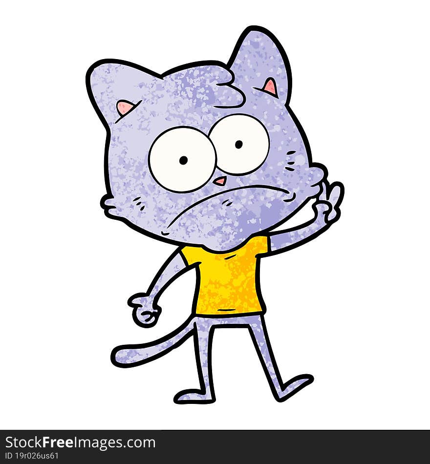 cartoon nervous cat. cartoon nervous cat