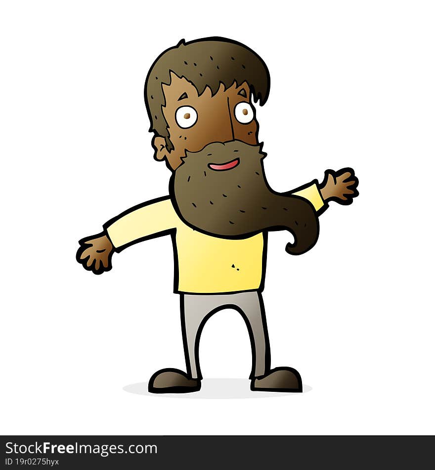 cartoon man with beard waving