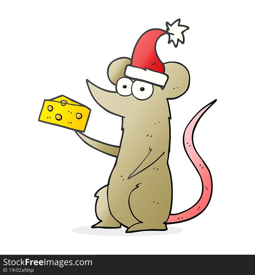 Cartoon Christmas Mouse With Cheese