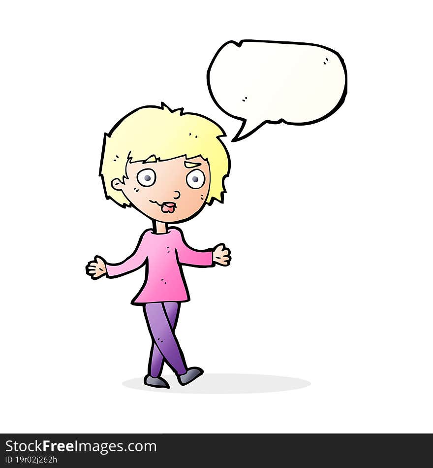 cartoon confused woman with speech bubble