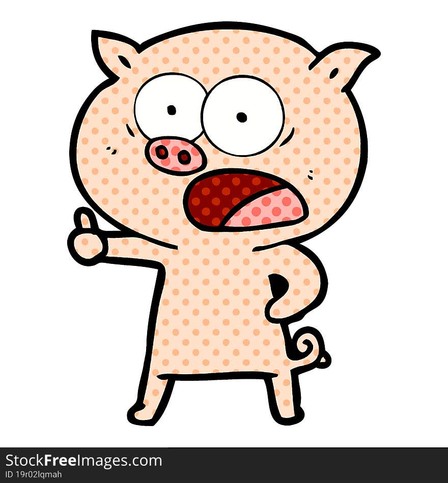 cartoon pig shouting. cartoon pig shouting