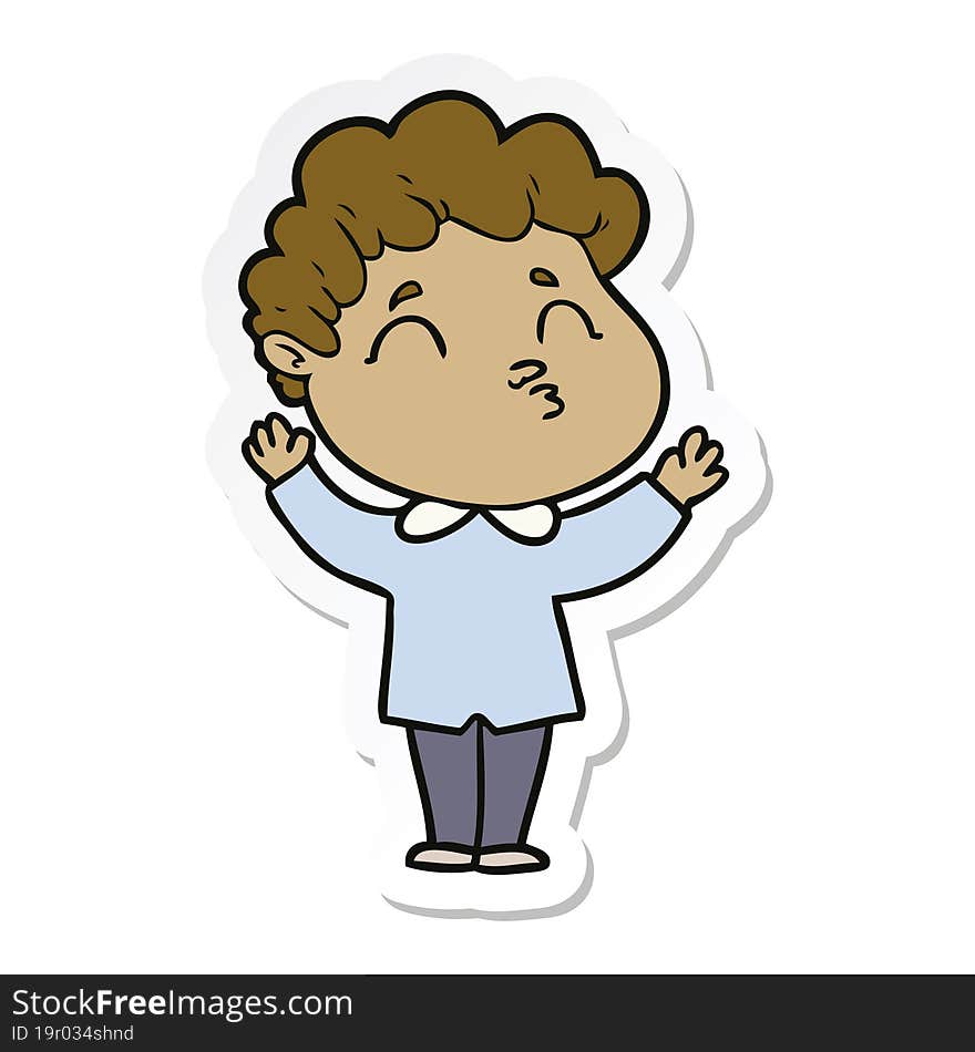 sticker of a cartoon man shrugging